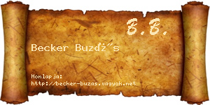 Becker Buzás névjegykártya